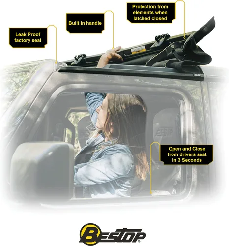 Vista 13 de Capota desplazable para automóvil, de Bestop, diamante negro, Negro