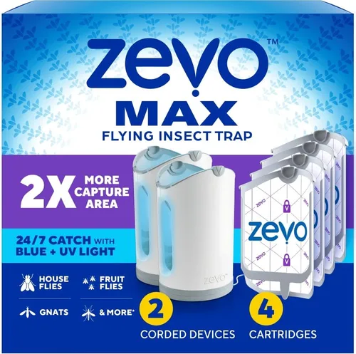 Vista 9 de Zevo MAX - Atrapa insectos y trampa para moscas para interiores, trampa de insectos voladores para mosquitos, moscas domésticas y de la fruta, uso