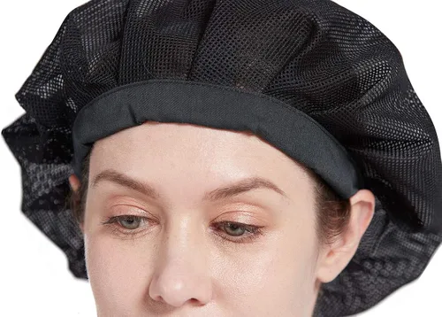 Vista 4 de Nanxson 3 gorras de chef CF9060 para servicio de alimentos, redes para el cabello, gorra de malla para cocinar