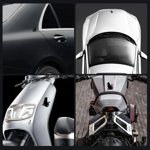 Vista 6 de Juren Adhesivo de metal 3D para automóvil, diseño de gato, emblema para automóvil, universal, motocicleta, bicicleta, decoración de automóvil Negro