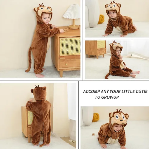 Vista 2 de MICHLEY Baby Girls Boys Hooded Romper Infant Toddler Animal Halloween Party Outfit Jumpsuit 2-24 Months