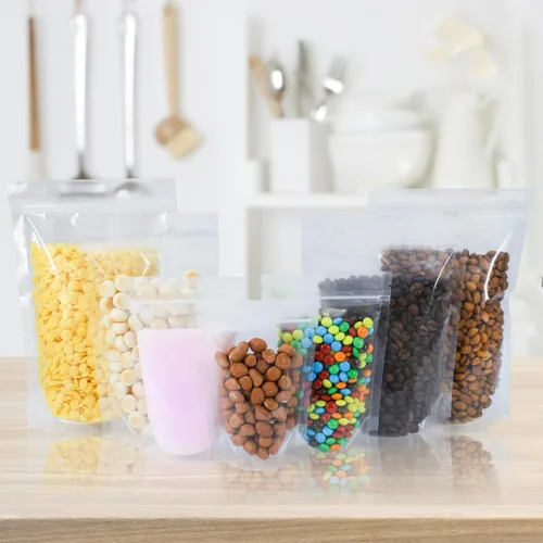 Vista 6 de 100 piezas de bolsas resellables, bolsas de pie transparentes de 3.9x5.9 pulgadas, bolsas de almacenamiento de alimentos con cierre de cremallera