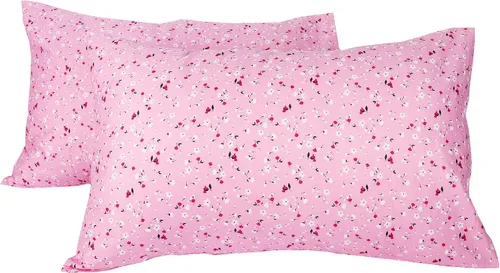 Vista 9 de Juego de 2 fundas de almohada rojas, 100% algodón estampado de hojas con cierre de sobre, tamaño Queen