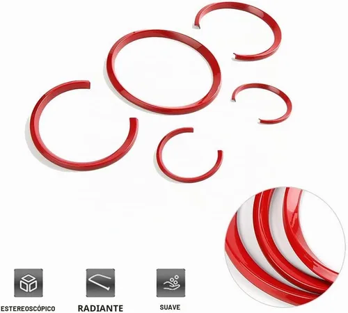 Vista 2 de 5 anillos rojos para tablero de instrumentos para Porsche Cayenne, 911, Panamera