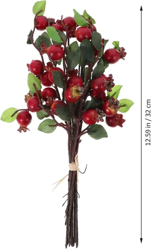 Vista 3 de HEALLILY Grupo de 5 bayas de granada ramo floral flores artificiales bayas de granada ramas bayas artificiales de rosa mosqueta simulación fruta