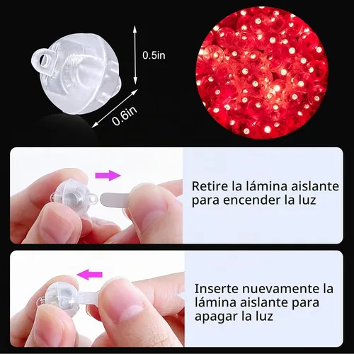 Vista 3 de 50 mini luces LED, globos de luz LED para decoraciones de fiesta, luces de fiesta de neón para linterna de papel, huevos de Pascua, fiesta de Rojo