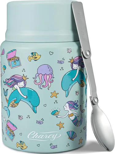 Vista 14 de Charcy Termo de 17oz para alimentos calientes, sopa termo contenedor de alimentos para lonchera con cuchara plegable ZB - Negro