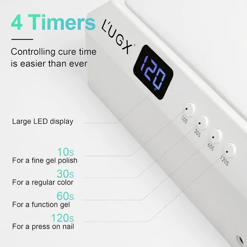 Vista 6 de L'UGX Lámpara Profesional de Curado de Uñas para Secador de Esmalte en Gel 72W Luces LED UV para Uñas con Almohada Reposabrazos y Bandeja Retráctil