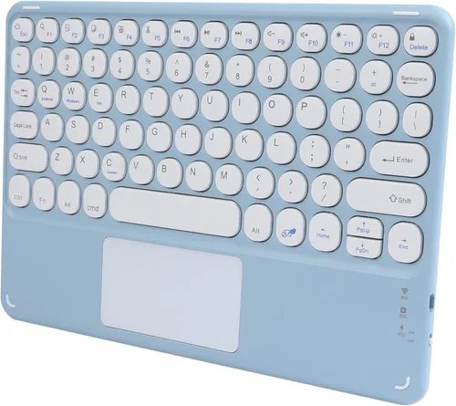 Vista 9 de Teclado inalámbrico con panel táctil, teclado Bluetooth recargable ultrafino mini con panel táctil, teclas redondas para iPad pro/iPad/iOS/Mac Verde