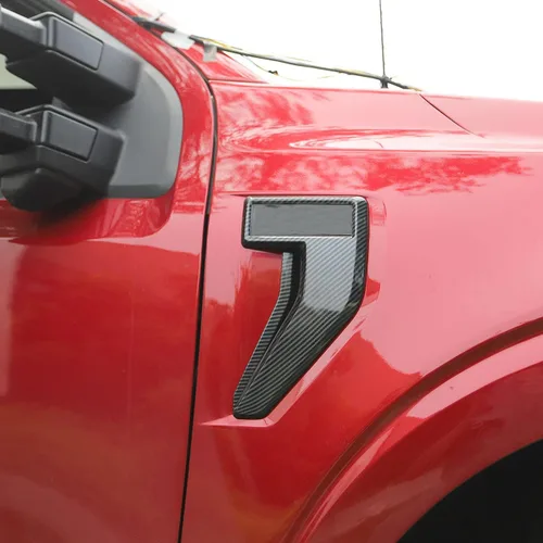 Vista 4 de Cubiertas de molduras de emblema de insignia de ventilación lateral de guardabarros de fibra de carbono, accesorios compatibles con Ford F150