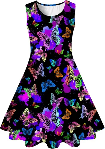 Vista 26 de BFUSTYLE - Vestido de verano sin mangas con estampado floral para niñas de 4 a 15 años Regreso a la escuela 01