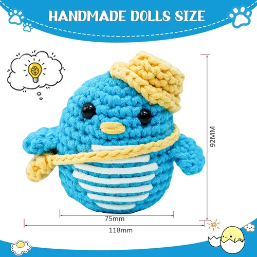 Vista 3 de Wadukud Penguins - Kit de ganchillo para principiantes, kit de ganchillo para adultos, kit de inicio de ganchillo con tutoriales en video paso a