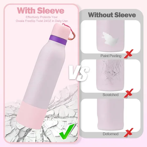 Vista 3 de 2 botas de silicona superiores para Owala FreeSip Twist de 24 onzas, funda inferior resistente a los arañazos, accesorios de botella de Owala Campo