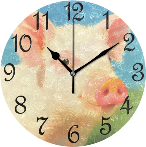 Vista 36 de Reloj de pared rústico retro con puerta de granero de madera, marrón, azul, funciona con pilas, silencioso, sin tictac, 10 pulgadas, reloj de mesa