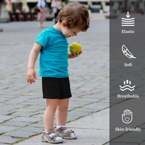 Vista 6 de Resinta Paquete de 4 pantalones cortos unisex de algodón transpirable para bebés y niños pequeños
