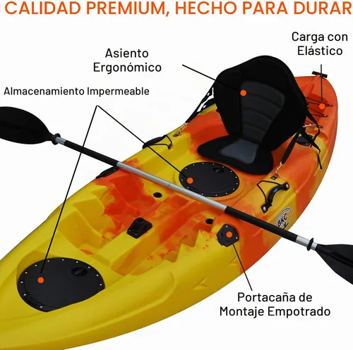 Vista 4 de BKC FK184 - Kayak de pesca de 2.74 m de eslora con un asiento individual y remo incluido