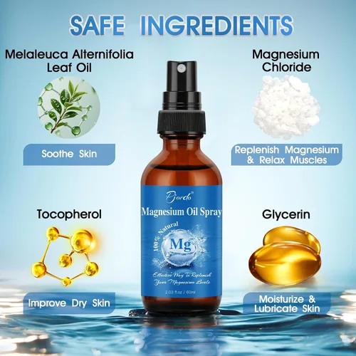 Vista 3 de Pjordo Paquete de 2 aerosoles de aceite de magnesio puro, ingredientes 100% naturales, no irrita la piel, spray tópico de magnesio para pies