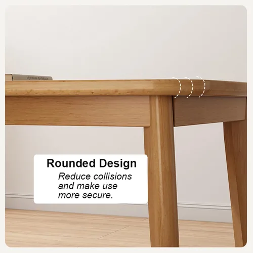 Vista 5 de Mesa de comedor rectangular de madera maciza, mesa de cocina rústica con almohadillas antideslizantes para los pies, estructura estable, adecuada