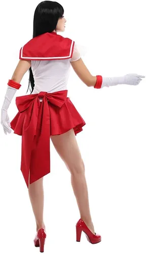 Vista 3 de Coskidz Disfraz de Hino Rei Sailor Mars Cosplay versión SuperS para mujer (multicolor, L)