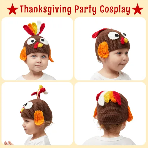 Vista 3 de JOYIN Gorro de pavo con orejeras - Accesorio de fotografía para bebés pequeños, carnaval cosplay
