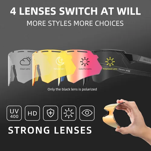 Vista 2 de ROCKBROS Gafas de sol deportivas polarizadas para hombres, para béisbol, ciclismo, protección UV400 para mujeres y hombres