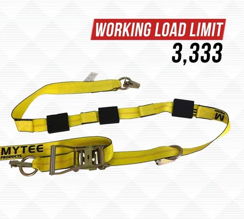 Vista 3 de Mytee Products 2" x 10' correas de neumáticos E Track - Correas de rueda de carraca con ajustes E-Track para pasar por encima del neumático