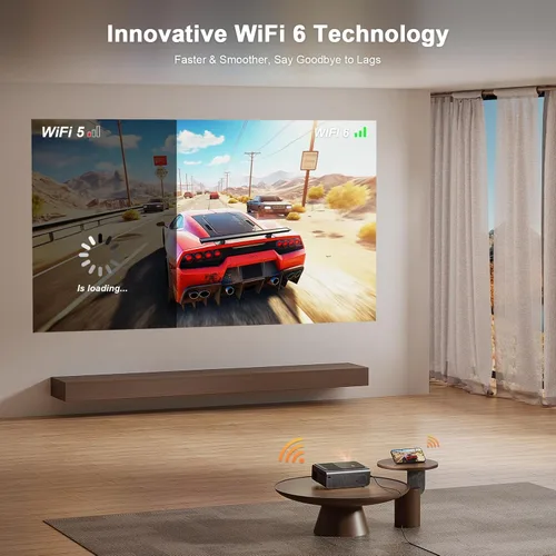 Vista 11 de [2000 ANSI y aplicación con licencia oficial] Proyector inteligente 4K con WiFi y Bluetooth, enfoque automático y Keystone, proyector portátil