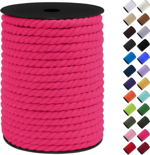 Vista 38 de Cordón de macramé de algodón, 0.315 in x 131 pies, hilo grueso para manualidades, cuerda trenzada de 3 hebras para colgar en la pared, ganchos
