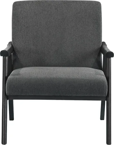 Vista 4 de OSP Home Furnishings Weldon Mid-Century - Sillón moderno, tela de carbón con marco acabado negro