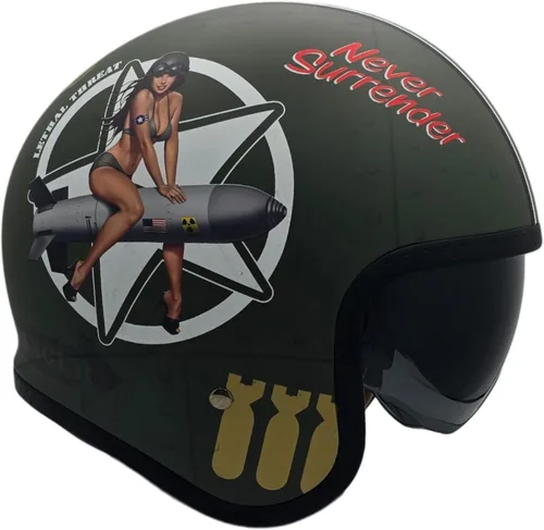 Vista 3 de Casco Vega V8 Retro Open Face Casco DOT y ECE de seguridad con espejo cromado (bloquea las ondas dañinas de rayos UV, UVA y UVC) / forros de gamuza