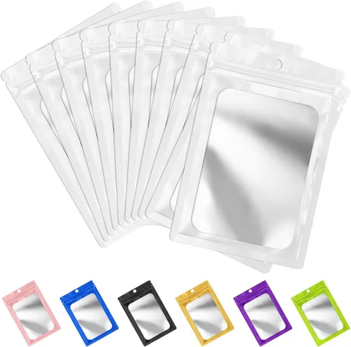 Vista 18 de FUNFERY - Paquete de 100 bolsas resellables de Mylar con ventana transparente esmerilada, bolsa con cremallera a prueba de olores