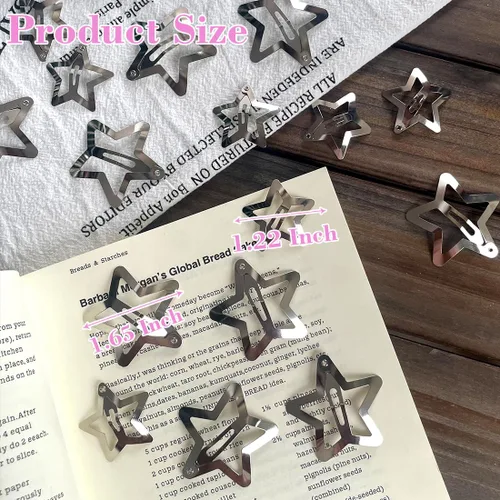 Vista 2 de 30 piezas de pinzas para el cabello con forma de estrella, 20 piezas de pinzas de 1.22" y 10 piezas de pinzas de 1.65", accesorios para el cabello