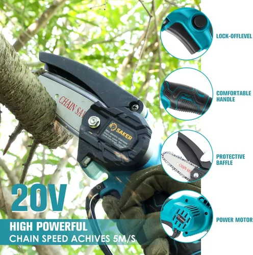 Vista 4 de Saker - Mini cadena de motosierra de 4 pulgadas de repuesto, 2 piezas de cadenas para motosierra eléctrica portátil inalámbrica Saker, cadenas