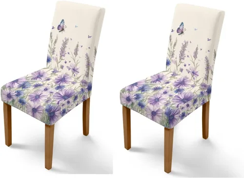 Vista 46 de Rnyleeg Juego de 1 funda para sillas de comedor con diseño de mariposa y rosa azul, elegante, suave, lavable, para cocina, hotel, ceremonia