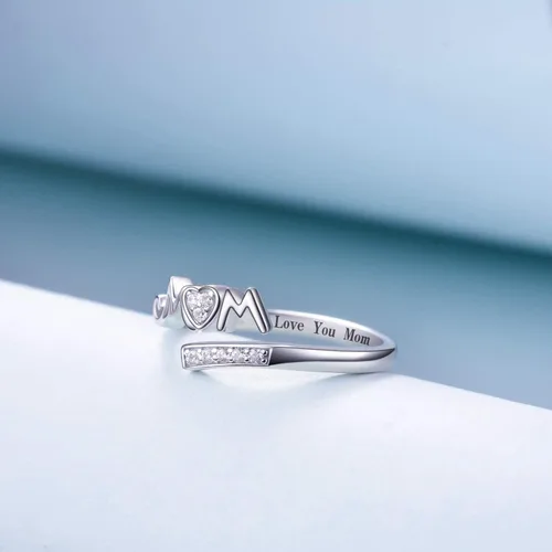 Vista 2 de YFN Anillo de plata de ley 925 para mamá anillo de madre joyería para mujer Plata de ley