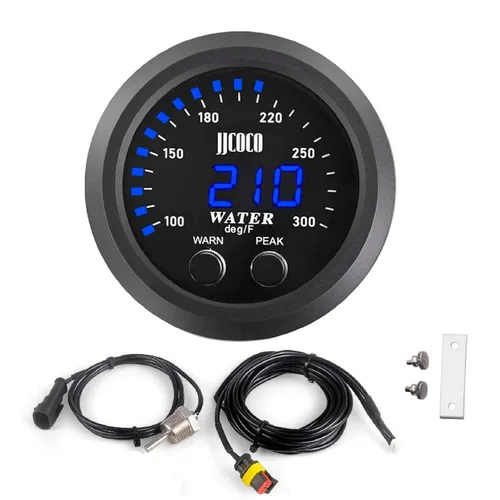 Vista 10 de Universal 52mm Medidor de Temperatura de Agua 0-300F (-17~187C) Electrónico LED Digital Azul DC12V para Automóvil con Adaptador de Sensor