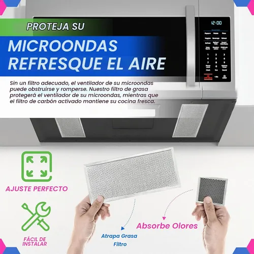 Vista 5 de Bagean Filtro de Ventilación de Microondas para Grasa W10208631A y Carbón 8206230A Filtro de Repuesto para Microondas Whirlpool Paquete Combinado