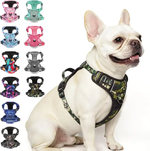 Vista 10 de BEAUTYZOO Juego de arnés y correa para perro sin tirones, chaleco para Verde militar