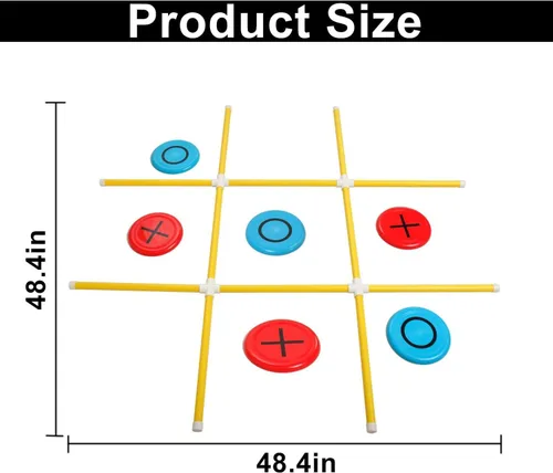 Vista 4 de Juego gigante de Tic Tac Toe, juego de lanzamiento de patio portátil con marco de PVC de alta calidad, gran juego de Tic Tac Toe para interiores