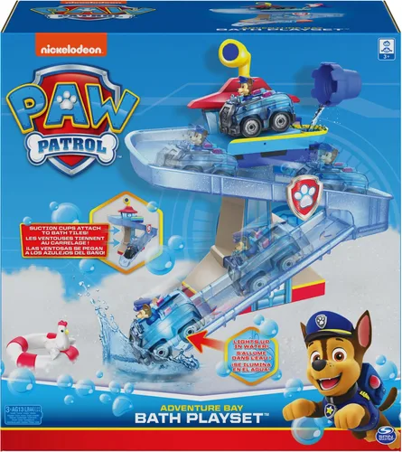 Vista 2 de Paw Patrol, Adventure Bay Juego de Baño con Vehículo de Chase con Luz, Juguete de Baño para Niños de 3 Años en Adelante