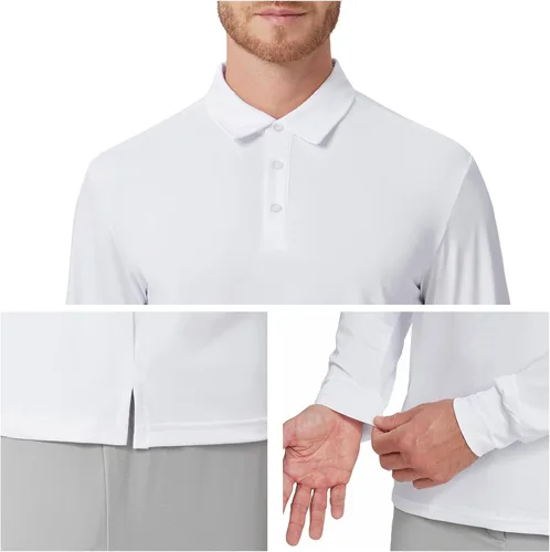 Vista 78 de NAVISKIN Camisas polo de manga larga para hombre, camisas de golf con cuello UPF 50 SPF para hombre, secado rápido, absorbe la humedad