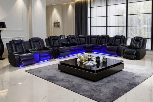Vista 29 de A Ainehome Juego de sofá modular reclinable eléctrico con luz LED, sofás seccionales de cuero, juegos de muebles de sala de estar, juegos de sofá