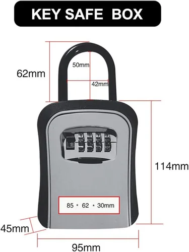 Vista 5 de Caja de cerradura de llave, caja de bloqueo de combinación con código para almacenamiento de llaves de casa, casillero combinado de puerta