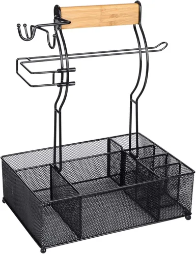 Vista 8 de FANGSUN Organizador para parrilla, organizador de barbacoa con soporte para toallas de papel, organizador de utensilios de condimentos de picnic