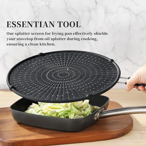 Vista 4 de Pantalla de silicona para sartén, protector contra salpicaduras de grasa, protectores de salpicaduras resistentes al calor para cocinar, apto