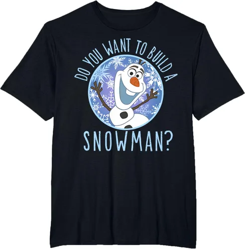 Vista 32 de Disney Camiseta Frozen Olaf con texto en inglés "Do You Want to Build A Snowman Negro