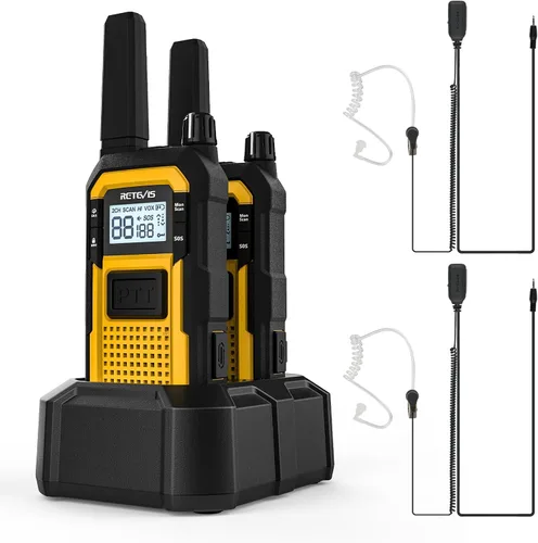 Vista 22 de Retevis RB48 Walkie Talkies avanzados de triple prueba con micrófono de hombro, MIL-STD 810H, VOX, recordatorio de vibración, PTT dual, SOS, NOAA
