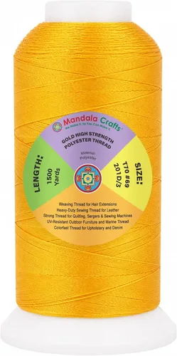Vista 118 de Mandala Crafts Airforce Blue Tex 70 - Hilo de poliéster para tapicería 1500 Yds T70 UV Resistant Strong Thread for Leather Sewing, Marine
