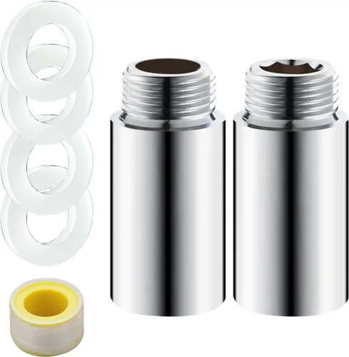 Vista 10 de Extensión de brazo de ducha de 1 pulgada, brazo de extensión de cabezal de ducha de acero inoxidable para accesorios de baño
