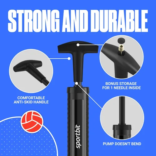 Vista 3 de SPORTBIT Basketball Pump – Ball Pump for Sports Balls with Push & Pull Inflating System – Hand Pump for Basketball, Volleyball, Soccer & Football